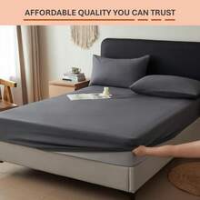 "26cm Extra Deep Pocket Plain Fitted Sheet - Microfiber, Super Soft Breathable, All UK Sizes" - Beige - View 4