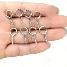 60pcs Stainless Steel Screw Eye Hooks, Fashionable Wall Hanging Bolt, Suitable For DIY Jewelry, Photos, Clay And Resin Pendants, Easy To Install, Polished Surface, Heavy Duty, Applicable For Christmas Tree And Home Decor