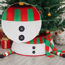 1 قطعة تنورة شجرة عيد الميلاد مع بوت بطول 40 سم، تنورة شجرة عيد الميلاد من الفلانيل ثلاثية الأبعاد مع قاعدة شجرة بأرجل رجل الثلج، غطاء قاعدة شجرة عيد الميلاد بتصميم قرية ريفية، ديكورات عيد الميلاد جميلة لتزيين غرفة الشتاء