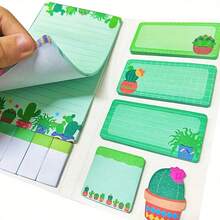 1 conjunto de notas adesivas de plantas de desenho animado, estilo fofo com padrão de chá com leite e frutas, notas adesivas para anotações manuais (adequadas para anotações diárias, cenário decorativo de manual)