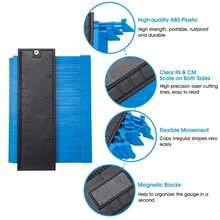 12/14/25cm Medidor de Contornos Irregulares Regla de Arco Medidor de Plástico Escala de Perfil de Contorno Plantilla Escala de Curvatura Azulejos Laminados - Azul - Ver 2