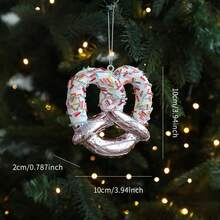 1pc Christmas Pink Pendant, Pink Cartoon Donut, Christmas Tree Decoration Pendant In The Shape Of A Bag Cake, Christmas Gift Home Decor Christmas Decorations Room Decor Winter