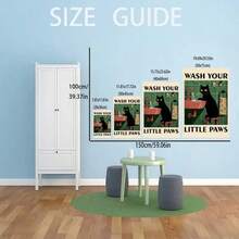 1 件“洗洗你的小爪子”帆布印刷海报 - 水槽边的奇思妙想黑猫，现代墙壁艺术装饰，适用于家庭、卧室、客厅、厨房、浴室、室内壁挂、猫咪装饰 - 彩色 - 查看 3