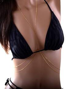European And American Simple And Stylish Diamond-Studded Chest Chain, Sexy And High-End Bikini Body Jewelry For Women.