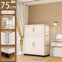 易于组装的衣柜，成人和儿童卧室储物柜，可折叠厚塑料收纳盒 - 實色 - 查看 18