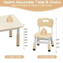 Techigher Kids Table And Chair Set,Toddler Table And Chair Set,Height Adjustable Children Activity Table With Graffiti Desktop,Non-Slip Legs For Ages 2-10,For Daycare Classroom Home - Maple - View 3