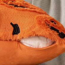 1/2 Fundas de almohada con diseño de cabeza de calabaza de Halloween, funda de cojín con cara de calabaza aterradora de un solo lado, decoración de moda para dormitorio, sofá y sala de estar, sin relleno de almohada