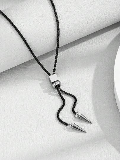 1 件男士不锈钢铆钉吊坠可调节项链