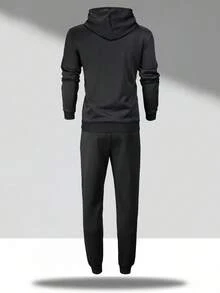 Men's Thin Hoodie And Sweatpants Set, Regular Fit, Casual Outfit With Ox Head Print Pattern, Basic Style For Outdoor Activities, Travel And Relaxation. Suitable As A Gift For Husband Or Boyfriend - Includes Hoodie With Pockets And Drawstring Waist Pants. - Multicolor - View 2