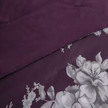 7pcs Fashionable Flower Printed Bed Comforter Set, 100% Polyester Soft Comfortable And Durable Summer Bedding Set, Include 1 Comforter+1 Flat Sheet+1 Fitted Sheet+2 Pillowcases+2 Pillowsham,All-Season, Bed In A Bag, Perfect Room Decor, Holiday Gift - Purple - View 11