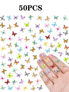 200/50/20 szt. kolorowych, kryształowych motyli z żywicy mieszanej – urocze akcesoria dekoracyjne DIY, zestaw ozdób na biurko, idealne do dekoracji weselnych i wypełniaczy pudełek prezentowych