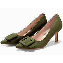 Women's Pointed-Toe Stilettos, Elegant High Heels, Shoes For Weddings And Formal Occasions, Women's Dress Shoes Green High Heels - 綠色 - 查看 5