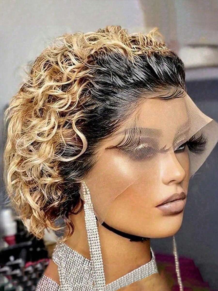 1B27 6inch Pixie Cut Wig Human Hair 13x1 Lace Frontal Wigs Human Hair Short Wig - S1/27 - View 1