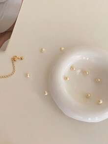 1 件米色仿珍珠项链，法式优雅女士通勤和约会颈链，休闲度假颈链配饰 - 香檳色 - 查看 6