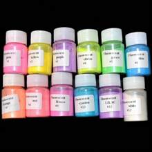 Dofuny 12 件珠光云母粉树脂颜料天然霓虹色云母矿物粉 DIY 环氧树脂染料珠宝制作化妆用品，DIY 材料 - 12色一套 - 查看 2