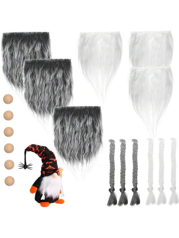 18 peças de suprimentos para artesanato de gnomos, barbas artificiais, tranças para decoração de Natal, para fazer bonecas gnomos criativas, variedade de cores para artesanato divertido