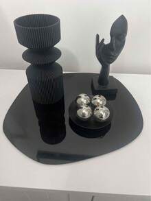 1个黑色亚克力托盘，DIY家居装饰，香薰展示架，摄影背景板，珠宝展示托盘，化妆品展览托盘 - 黑色 - 查看 4