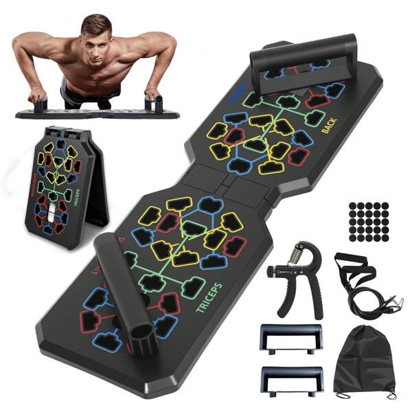 Solid Push Up Board Home Workout Equipment Multi-Functional Pushup Stands System Fitness Floor Chest Muscle Exercise Professional Equipment Burn Fat Strength Training Arm Men & Women Weights