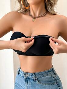 女士无缝无钢圈文胸，性感单肩设计，防滑侧边，可拆卸垫和交叉后背，无肩带