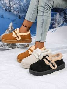 Botas de Neve de Sola Grossa Estilo Boêmio para Mulheres, Novos Sapatos de Inverno com Forro de Pele