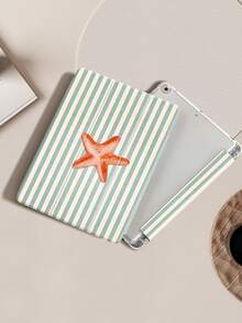 Starfish And Stripes IPad Case Compatible With IPad Air 4/5 10.9 Inch, IPad 7/8/9th 10.2 Inch, Built-In Pencil Slot Compatible With Samsung Tab S6 10.4 Inch, Tab A7 Lite 8.7 Inch, Ins Style Leather Case, Back To School, Valentine's Day, New Year Gift - Multicolor - View 8