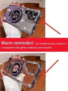 1件装奢华电镀渐变闪钻支架手机壳，兼容三星S26 Ultra、S24、S25 Ultra、S24 Plus、S23 Ultra、S22 Ultra、S23、A15、A55，支持无线充电，带摄像头保护和防震功能。 - 紫色 - 查看 7