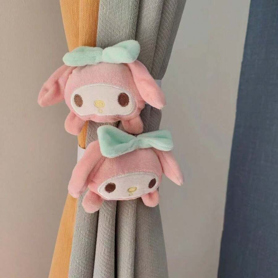 Sanrio 2 piezas Hebilla de cortina Sanrio Hello Kitty Clip de cortina creativo y lindo de dibujos animados Banda elástica para cortina de habitación Decoración del hogar (El pequeño orificio en la parte posterior no afecta el uso normal)