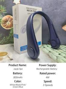 AIRPROSSING 1pc Neck Hanging Fan, Portable Bladeless Neck Fan With 5 Adjustable Speeds And LED Display, Suitable For Students, Office, Outdoor Travel, Perfect Gift
