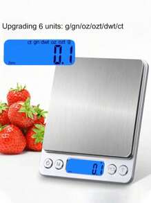 1 pieza Pequeña balanza de cocina digital de acero inoxidable, tamaño de palma, 3kg/0.1g Báscula multiusos de bolsillo, báscula de alimentos mini, pantalla LCD retroiluminada, báscula electrónica profesional para joyas, y PC, adecuada para balanza de cocina para el hogar, viajes, alimentos, utensilios de cocina, herramientas de hornear, pérdida de peso, acero inoxidable. Batería no incluida [ Oferta de cocina ]