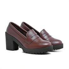 Myrol Outlet Women's White Oxford Moccasin Medium Heel Comfortable Classic Work - 鏽棕色 - 查看 2