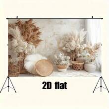 1pc Boho Style Brown Background Banner, Polyester Material, Suitable For Bathing Parties, Birthdays, The Perfect Birthday Gift, Multi-Size Selection, Party Photo Background, Easy To Hang, Perfect For Indoor/Outdoor Celebrations, Birthday Parties, Holiday Decorations, Indoor And Outdoor Garden Decorations - Multicolor-2 - View 3