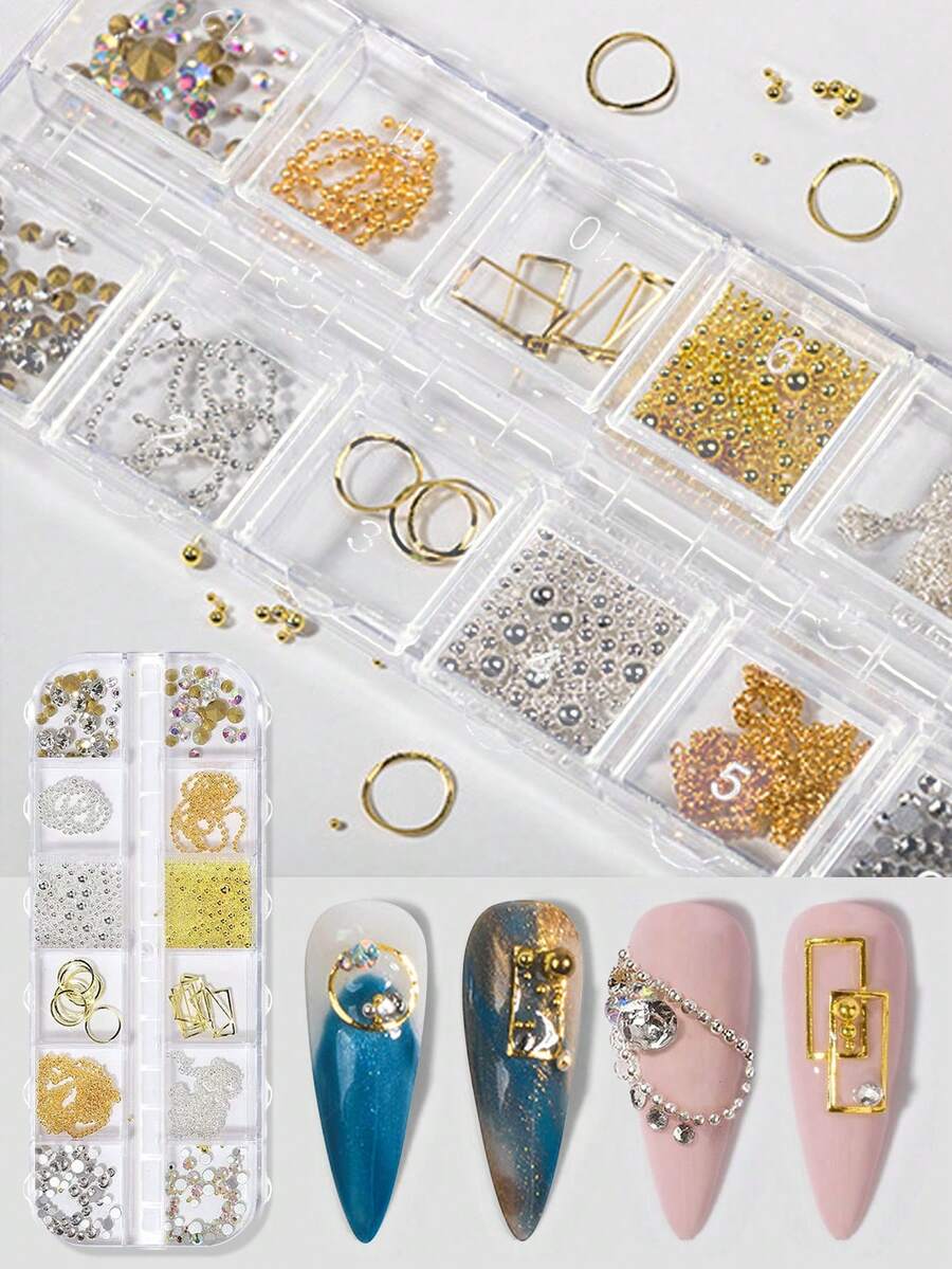 1 Box Chain Nail Jewelry Diy Art Punk Style 3D Nail Art Ornaments Jewelry Nail Supplies Nails Nail Charms Nail Gems