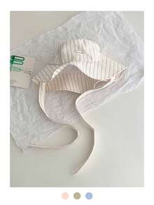 1 件女士多巴胺对比条纹宽边渔夫帽，户外徒步露营钓鱼防晒帽，轻质亚麻夏季渔夫帽 - 斜條紋撞色掛繩 - 查看 29