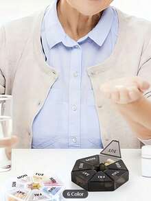 1 pieza Caja de pastillas portátil, Dispensador de medicamentos de 7 días a la semana, Caja de vitaminas, Capacidad grande de 7 días a la semana con compartimentos individuales sellados, Caja de almacenamiento de pastillas portátil, Organizador de pastillas con 7 compartimentos diarios, Contenedor de dosis semanal, Soporte de medicamentos para medicamentos, vitaminas y aceite de hígado de bacalao, Estuche de pastillas portátil y seguro para dosis diarias, Regalo para padres