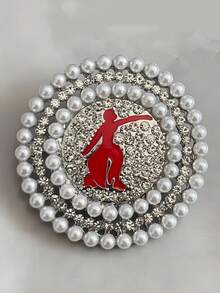 1 chiếc ghim cài áo hội nữ sinh chữ Hy Lạp màu đỏ phong cách cổ điển dành cho nữ, thiết kế kim loại hình tròn đính đá quý giả và đá giả kim cương, chất liệu hợp kim, thích hợp mặc thường ngày, trang trí theo mùa - trắng - Xem 9