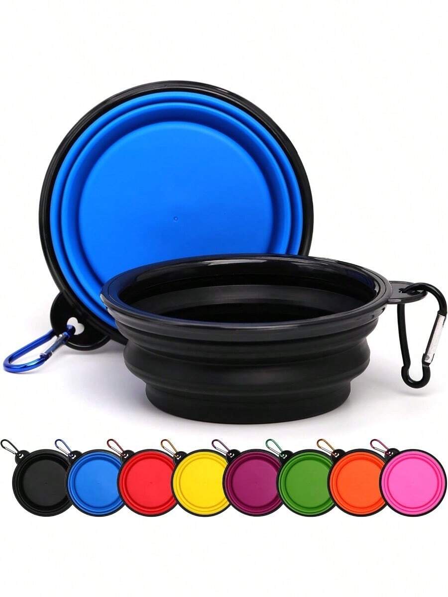 Portable Pet Travel Bowl - Collapsible Dog & Cat Food/Water Dish With Carabiner (1-Piece) - 隨機顏色 - 查看 1
