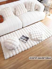 1pc Rectangular Plush Decorative Carpet | White Nordic Ins Style Fluffy Fabric Comfortable Underfoot Room Aesthetic Carpet | Halloween, Christmas, Valentine's Day Festive Decorative Carpet To Create A Warm Home Atmosphere | Easy To Maintain Living Room, Bedroom, Bedside, Dressing Table Carpet | Suitable For All Seasons,Fall Decor,Autumn Decor,Room Decor
