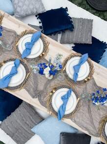 1/6/10 件装灰色 6 英尺/10 英尺/13 英尺粗棉布桌旗波西米亚风薄纱桌旗乡村风透明桌旗，适用于婚礼、生日、婴儿派对、波西米亚风餐桌装饰（灰色）