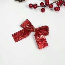 30 pezzi Fiocchi decorativi natalizi in raso rosso glitterato, burlap, corone, piccoli fiocchi per albero di Natale, adatti per matrimoni, feste, fattoria, decorazioni per la casa, decorazioni natalizie, decorazioni per la stanza, inverno