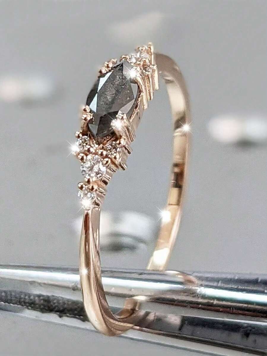 1PC Luxurious Womens Rings Sparkling Elegant Black Rings For Women ...