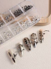 3D银色金属铆钉美甲装饰品，3D合金朋克美甲配件Y2K哥特星空行星铆钉锥形美甲用品，金色美甲打孔笔，美甲凝胶指甲油美甲沙龙用品 - 彩色 - 查看 5