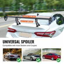 GT Wing Car Spoiler, 43.3 Inch Universal Spoiler With Single Deck, Adjustable Lightweight Aluminum, Car Rear Spoiler Wing, Racing Spoiler BGW/JDM Drift Black - Aluminum alloy 43.3-inch long bracket - 查看 2