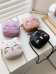 创意迷你可爱笑脸猫零钱包，卡通可爱儿童单肩斜挎包 - 斜跨包 - 查看 4