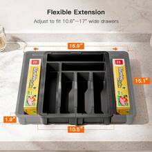 Silverware Drawer Organizer, Expandable BPAFree Kitchen Utensil Storage Tray For Forks, Spoons And, Black Plastic Cutlery Holder - màu đen - Xem 2