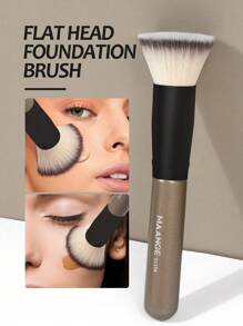 MAANGE 1pc/3pcs/4pcs Flat Head Foundation Brush,1pc Triangle Air Cushion Powder Puff,Portable Travel Makeup Tools With Soft Fiber For,At Home Or On-The-Go,Makeup Accessories Gifts For Friends,Foundation Brush,Concealer Brush,Blush Brush,Contour Brush,Blush Brush,Bronzer Brush,Powder Brush,Foundation Brush,Blush Brush - Brown - View 9