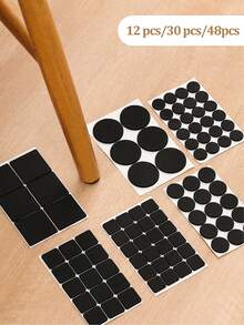 12 Pcs/30 Pcs/48pcs Felt Furniture Pads,Self Adhesive Chair Felts Pads For Furniture Feet,Non Slip Furniture Pads,Suitable For Office Chair Legs - Black - View 1