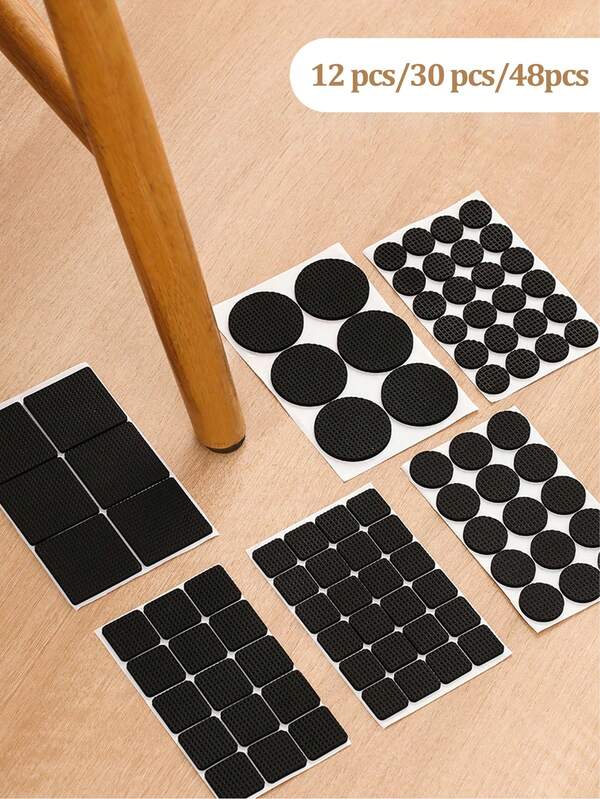 12 Stücke/30 Stücke/48 Stücke Filz Möbelgleiter, selbstklebende Stuhlfilzgleiter für Möbelfüße, rutschfeste Möbelgleiter, geeignet für Bürostuhlbeine