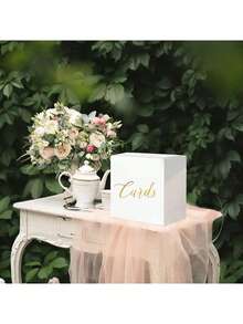 1 件白色卡盒，带金箔设计，婚礼回礼钱盒架，适用于婚宴、周年纪念、生日派对、毕业典礼桌中心装饰（包含 10 张贺卡）最佳礼物、婚礼装饰、家居装饰、房间装饰生日装饰派对装饰单身派对 - 彩色 - 查看 4