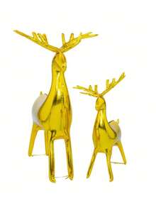 1pc Gold Standing Reindeer Balloon, Large Christmas Reindeer Balloon, Santa Sleigh Reindeer Balloon, Inflatable Standing Reindeer Christmas New Year Party Decor, Suitable For Christmas Decoration On Stairs, Christmas Tree