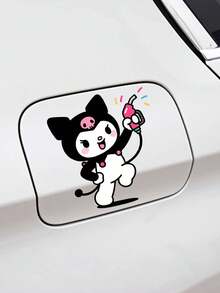 Sanrio 4/5 قطعة ملصقات سيارة كرتونية لشخصية كيتي، ملصقات ديكورية جميلة للسيارة، ملصقات لغطاء خزان الوقود، إبداعية
